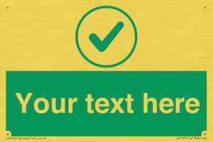 Custom green background, green tick in circle sign